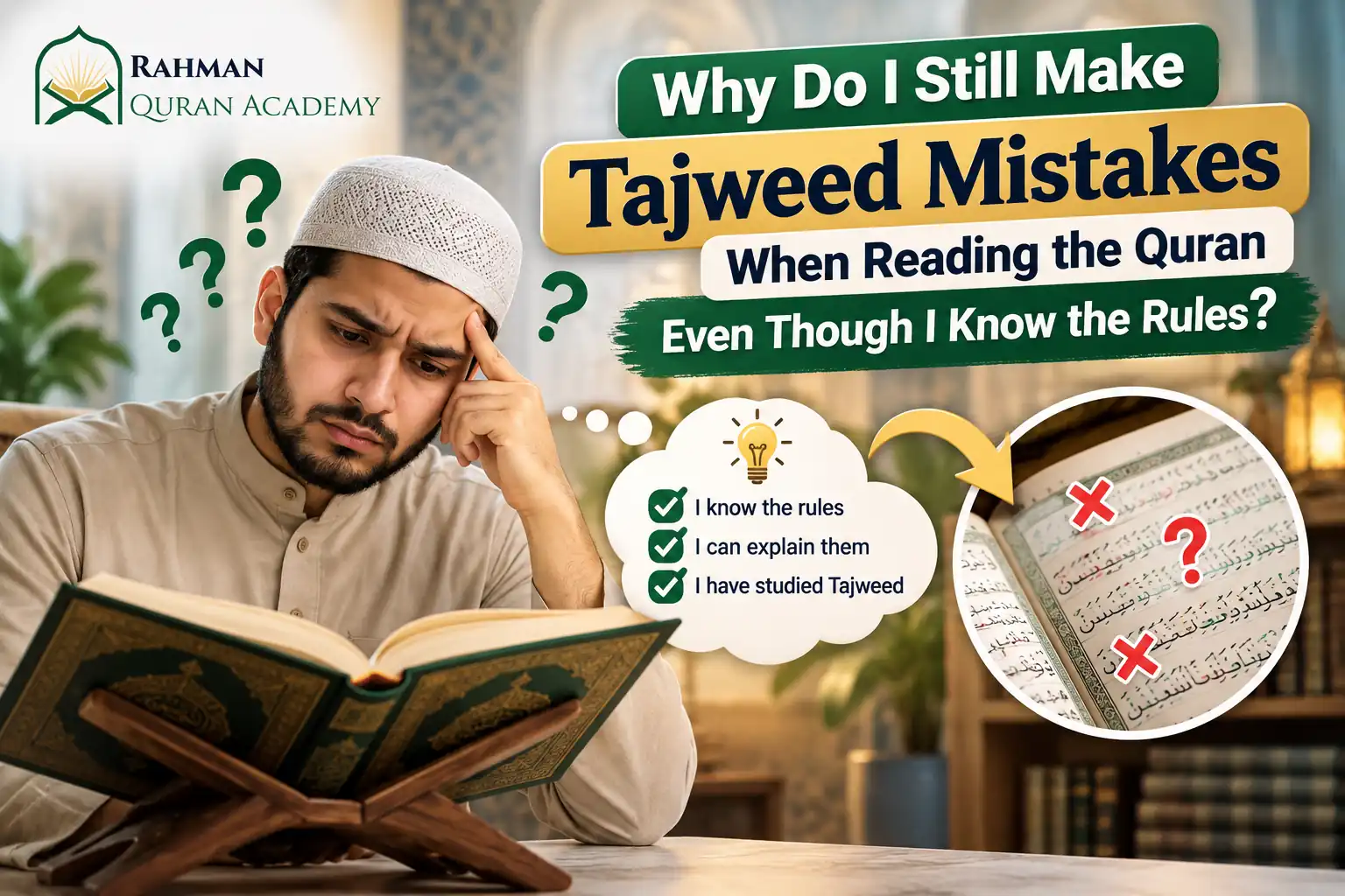 Why you still make Tajweed mistakes when reading the Quran despite knowing the rules